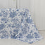 Polyester 90"x156" Rectangle Tablecloth White - Seamless Blue French Toile Pattern for Chic Weddings