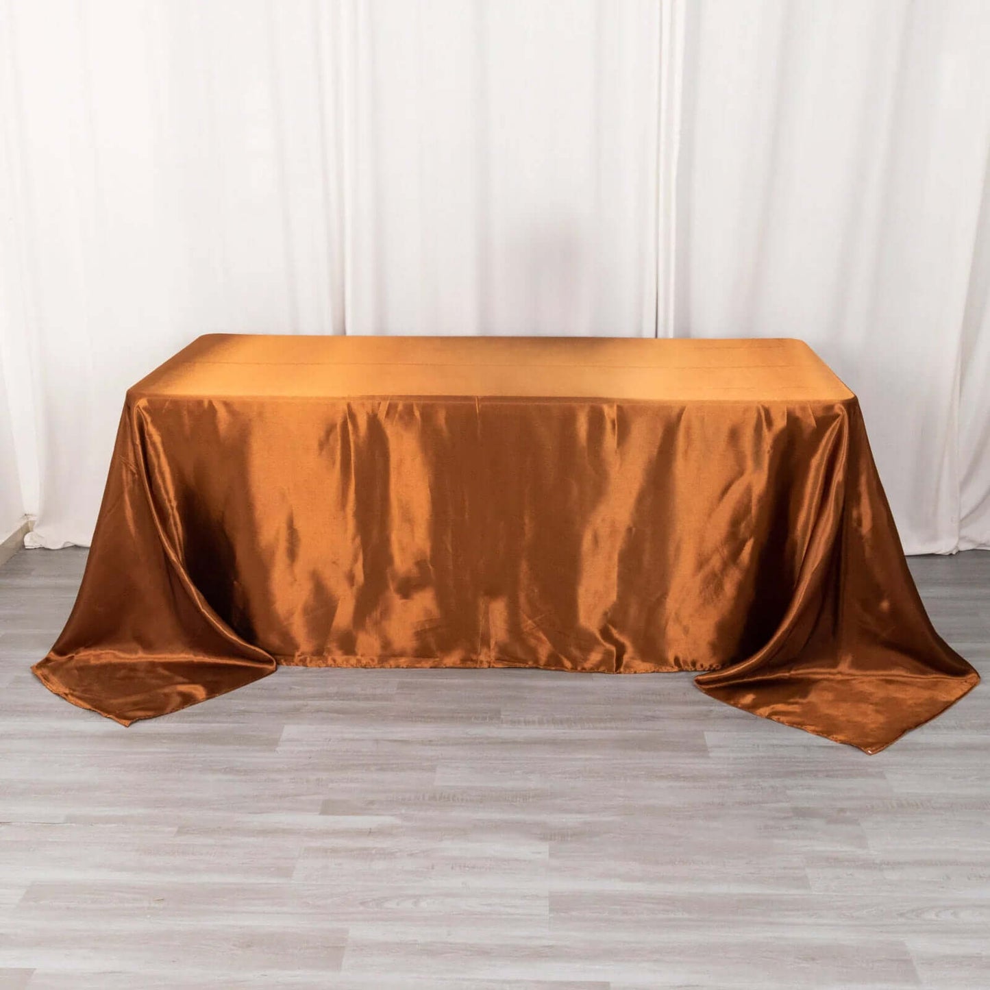 Satin Rectangular 90"x132" Tablecloth Cinnamon Brown - Seamless Table Cover