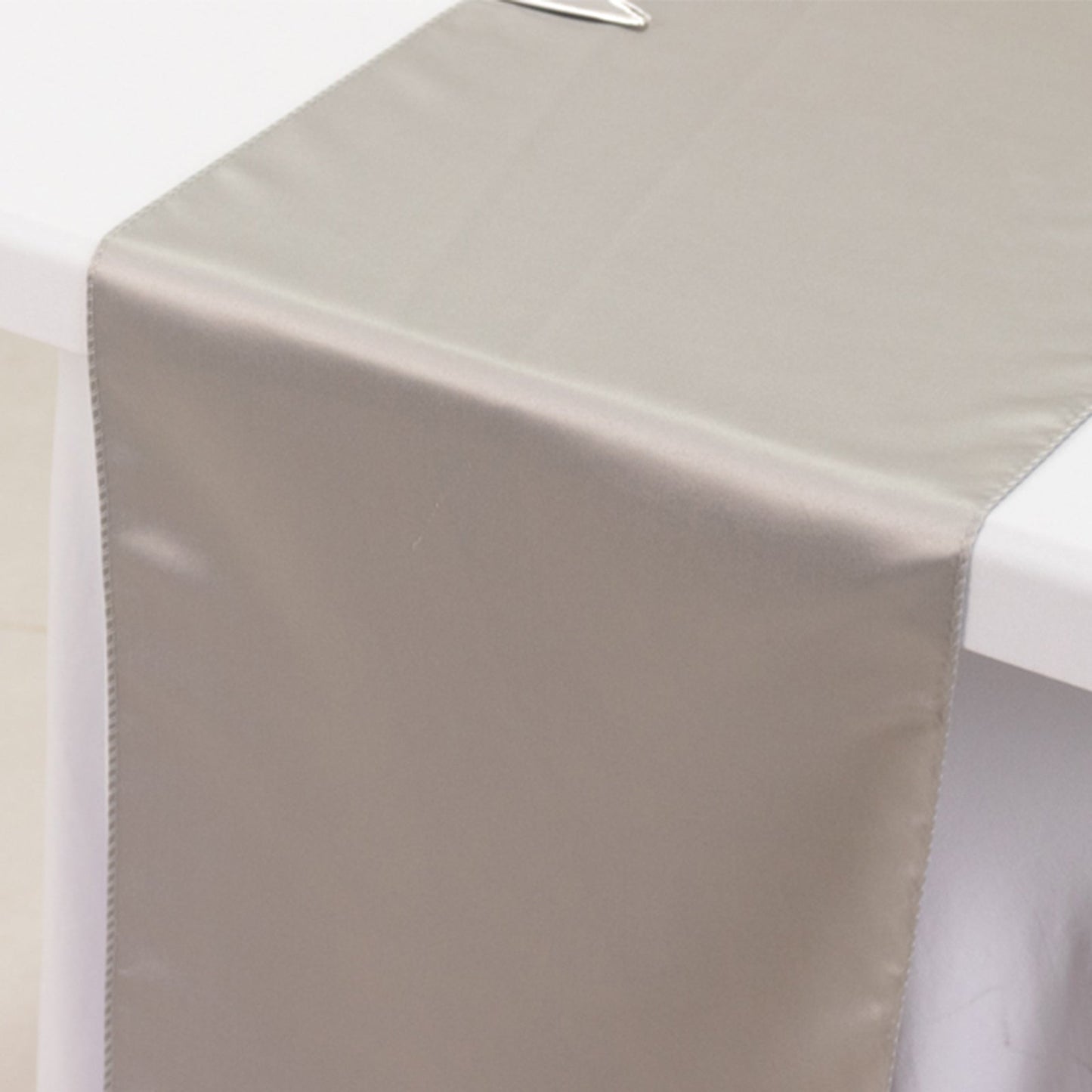 Lamour Satin 12"x108" Table Runner Silver - Smooth & Lustrous Finish
