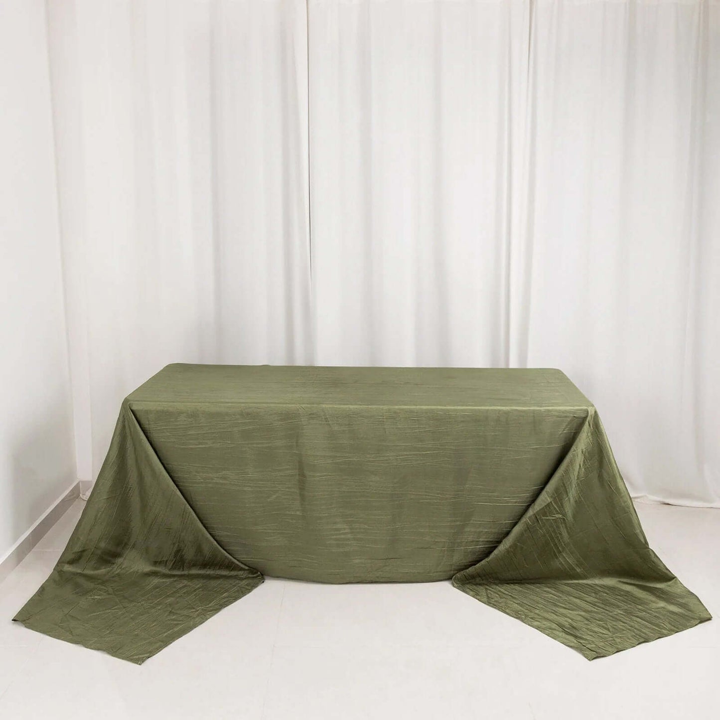 Taffeta 90"x156" Rectangle Tablecloth Dusty Sage Green - Accordion Crinkle Seamless Table Cover