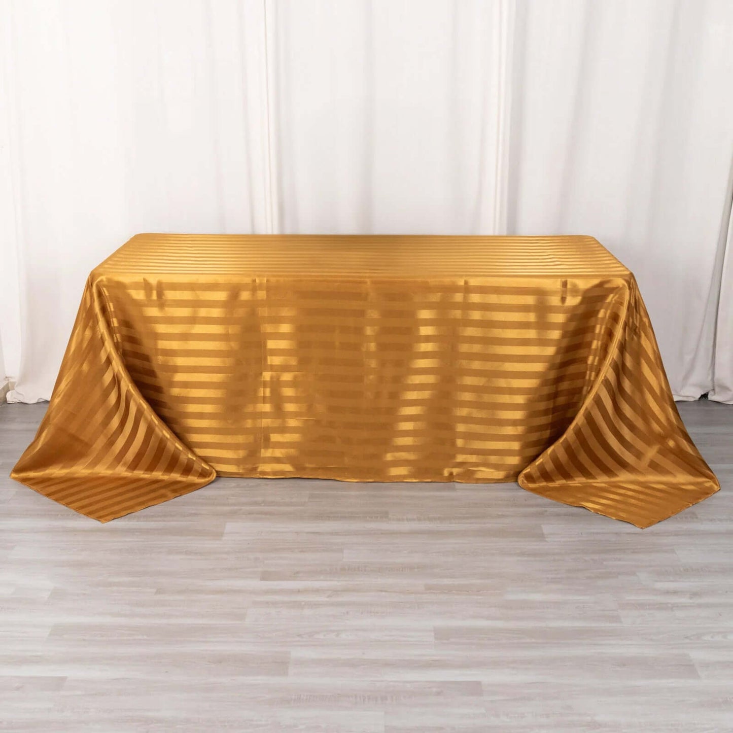 Satin Striped 90"x132" Rectangular Tablecloth Gold - Seamless Silky Smooth Table Cover