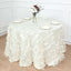 Taffeta 120" Round Tablecloth Ivory | 3D Leaf Petal Design Seamless Table Cover