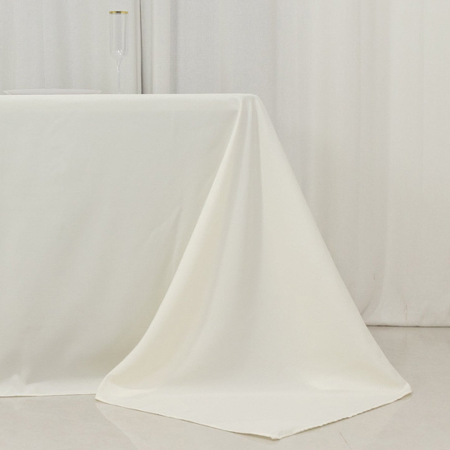 Fire Retardant Premium Polyester 90"x156" Rectangular Tablecloth Ivory - High-Performance Seamless Table Cover