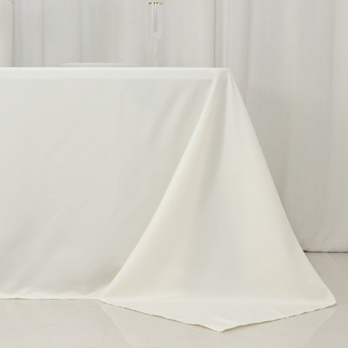 Fire Retardant Premium Polyester 90"x132" Rectangular Tablecloth Ivory - High-Performance Seamless Table Cover