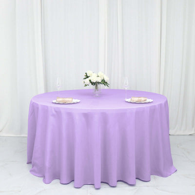 Polyester 132" Round Tablecloth Lavender Lilac - Seamless Chic Table Cover