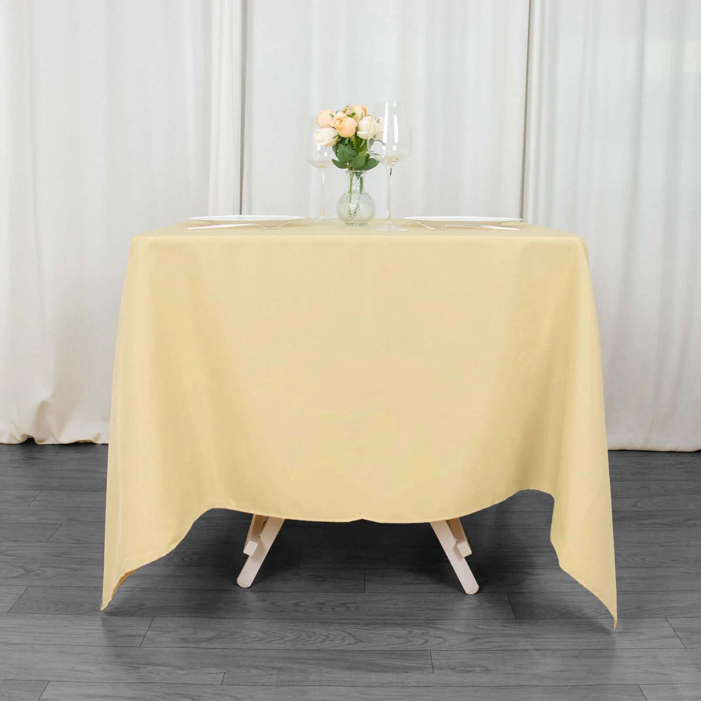 Premium Polyester Square Tablecloth 70"x70" Champagne 220GSM Wrinkle-Resistant Table Cover