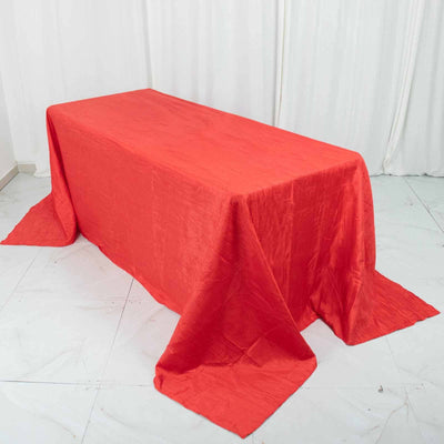 Taffeta 90"x132" Rectangle Tablecloth Red - Seamless Accordion Crinkle Table Cover