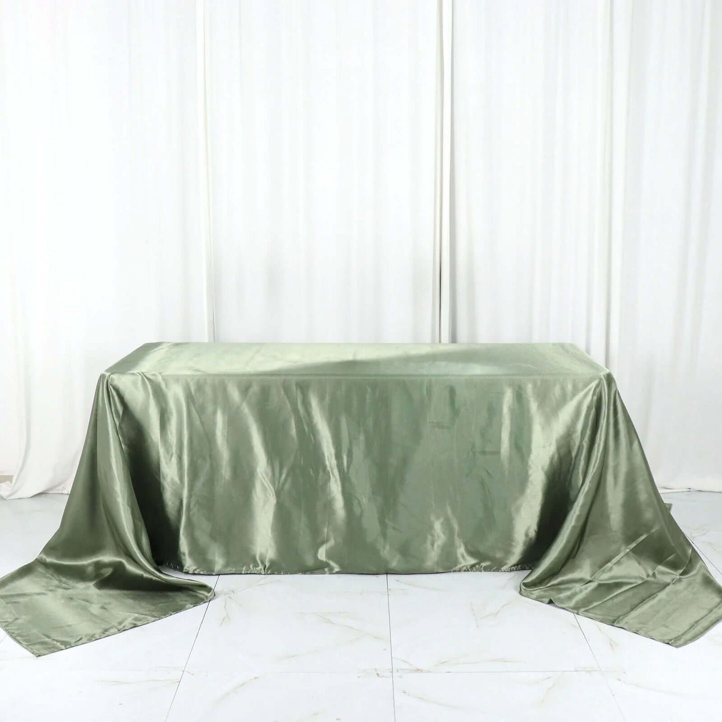 Satin Rectangular 90"x156" Tablecloth Dusty Sage Green - Seamless Table Cover