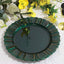 6-Pack Acrylic Plastic Round Charger Plates 13" in Hunter Emerald Green with Gold Brushed Wavy Scalloped Rim