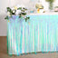 Metallic Foil Fringe Table Skirt Iridescent Blue with Self Adhesive Backing - Durable Tinsel Skirt for Parties 30"x9ft