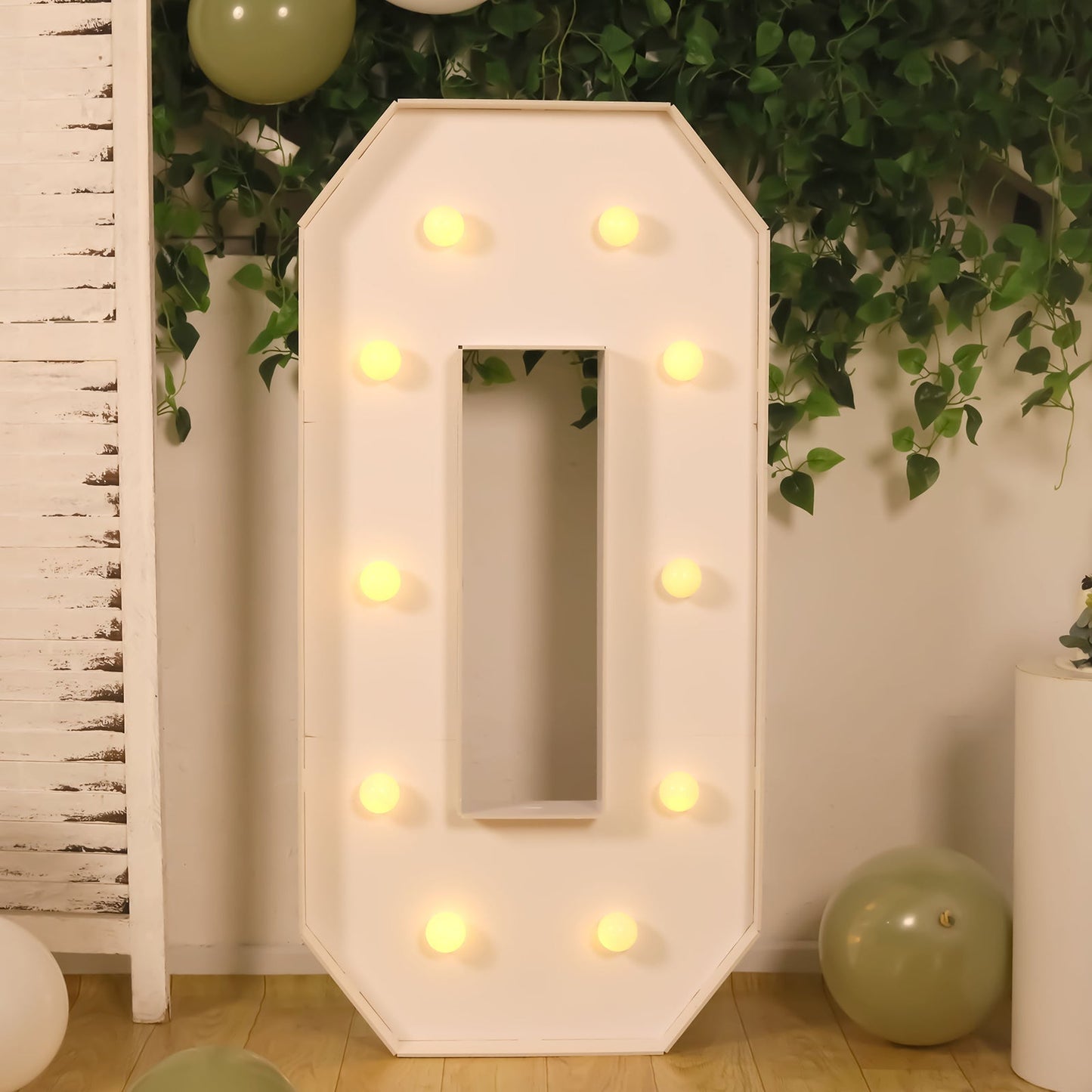 Giant LED Marquee Light Up Letter "O", White 4ft Pre-Cut Foam Board with 10 Warm White Battery Operated LEDs, Glue Gun and Sticks