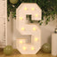 Giant LED Marquee Light Up Letter "S", White 4ft Pre-Cut Foam Board with 10 Warm White Battery Operated LEDs, Glue Gun and Sticks