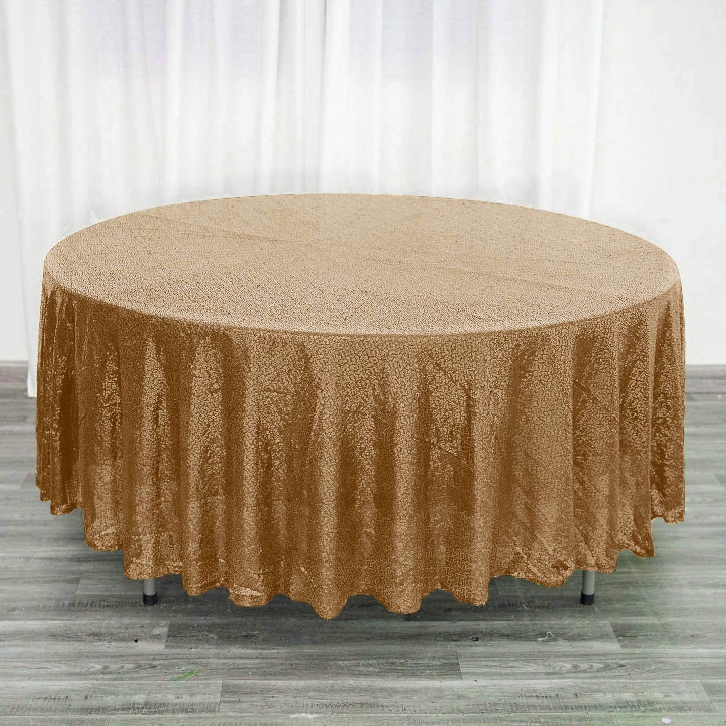 Sequin 108" Round Tablecloth Gold - Glittering Finish for Glamorous Events - Linen Luxes