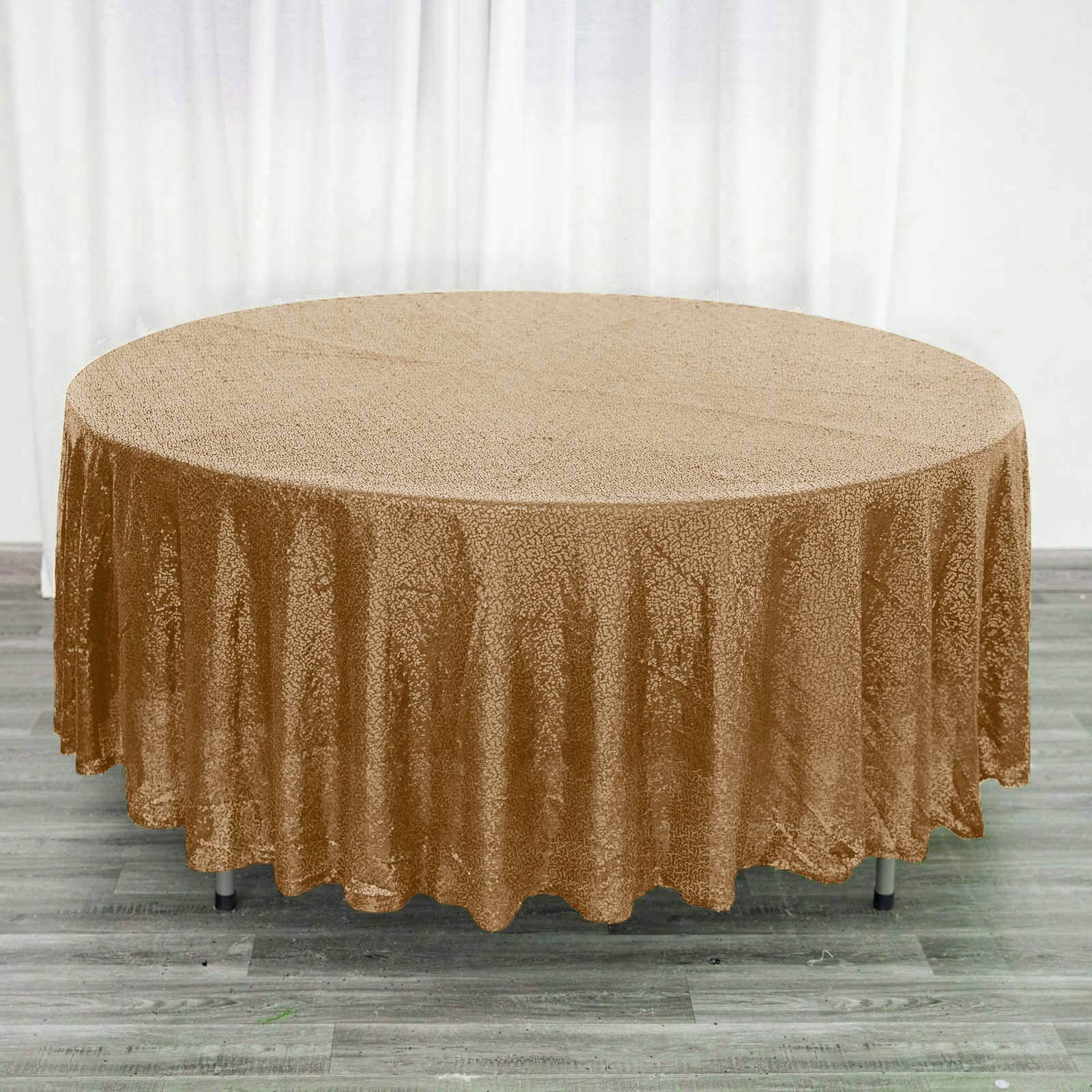Sequin 108" Round Tablecloth Gold - Glittering Finish for Glamorous Events - Linen Luxes