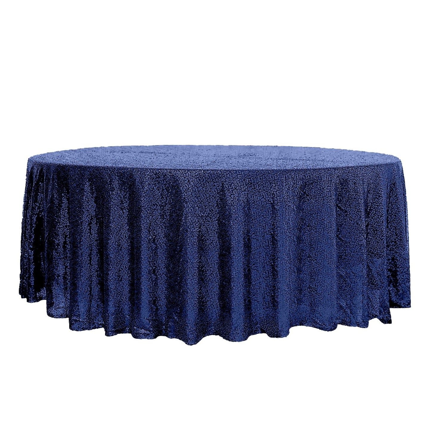Sequin 108" Round Tablecloth Navy Blue - Glittering Finish Table Cover - Linen Luxes