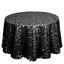 Sequin 120" Round Tablecloth Black - Seamless Big Payette Design for Luxe Celebrations - Linen Luxes