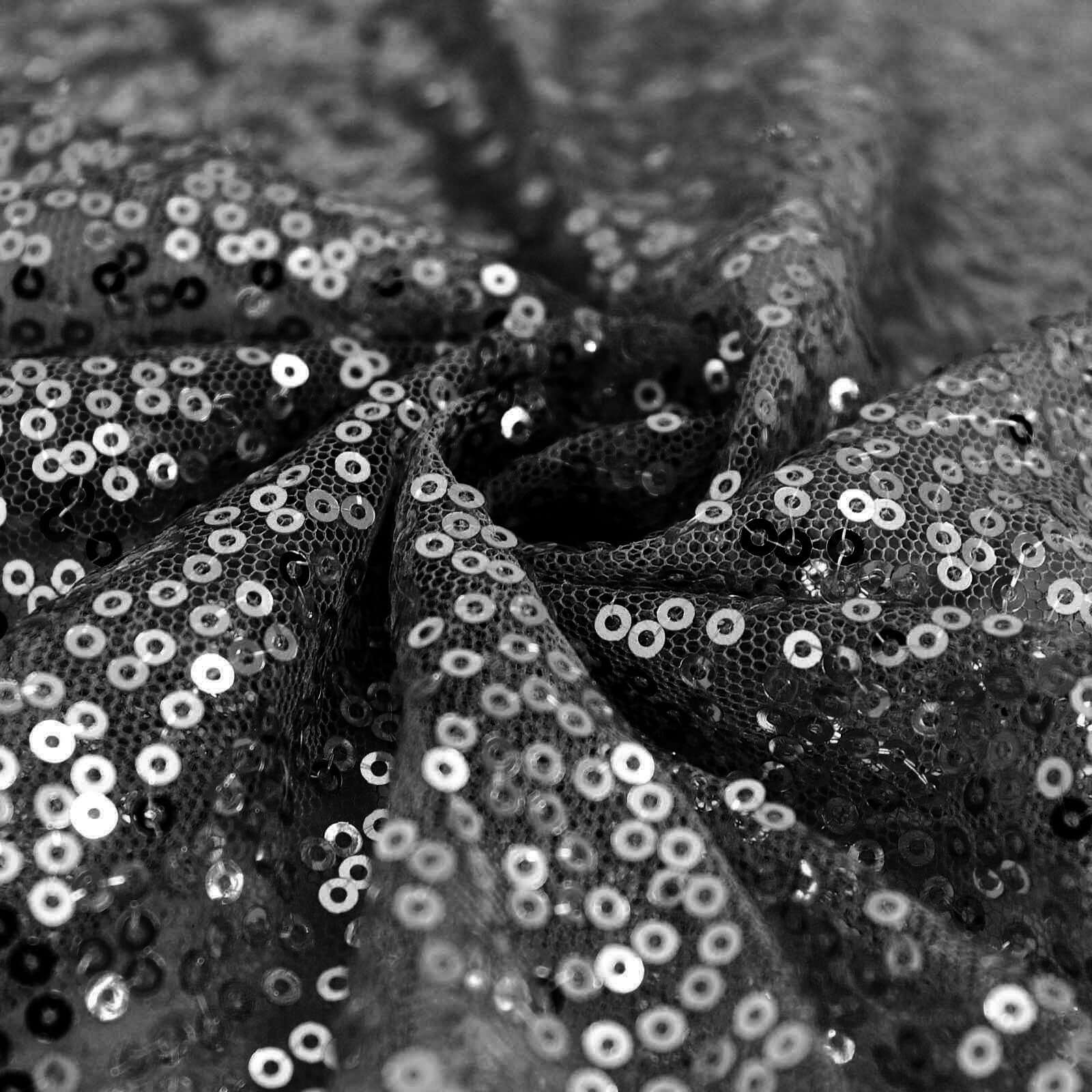 Sequin 120" Round Tablecloth Black - Seamless Glittering Table Cover - Linen Luxes