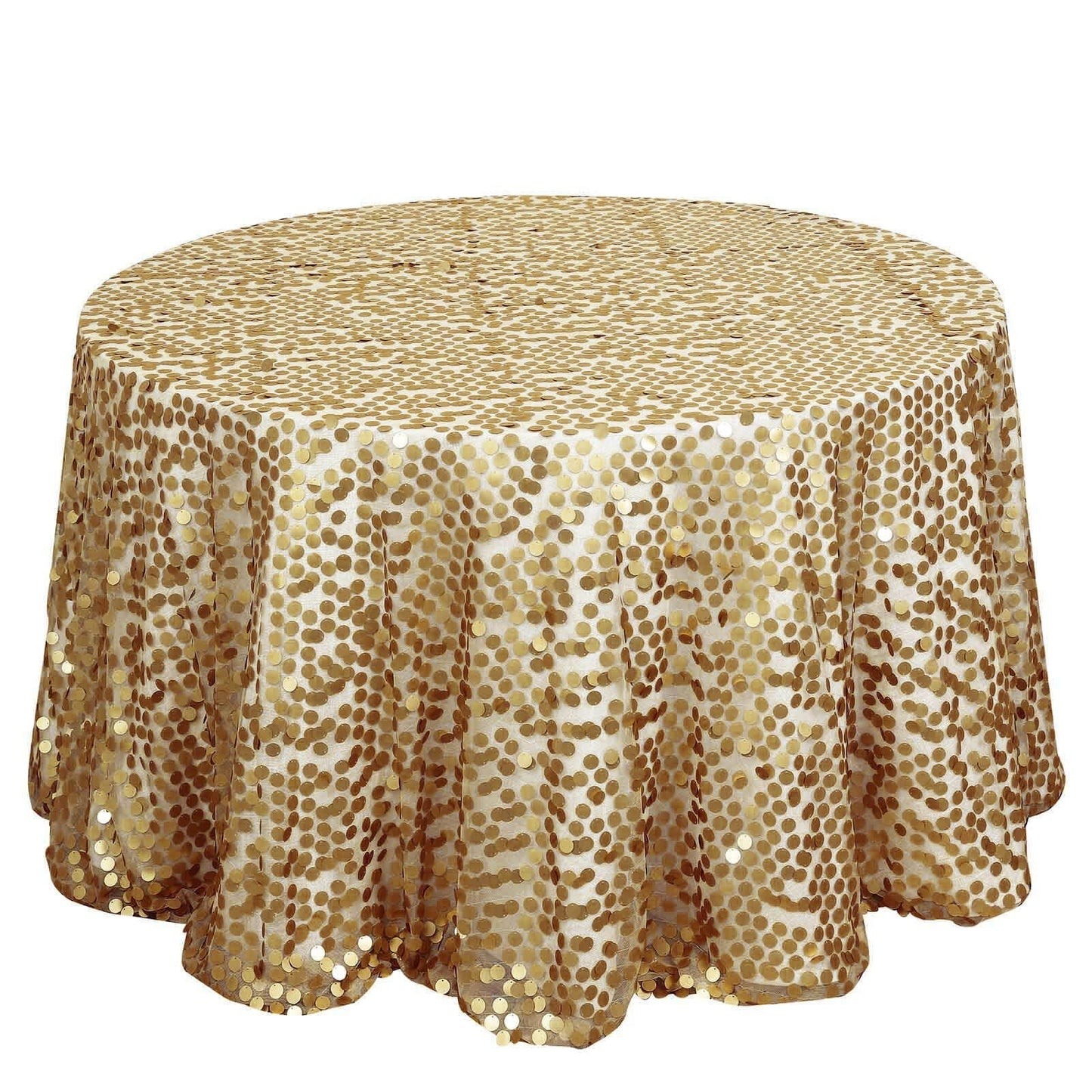 Sequin 120" Round Tablecloth Champagne - Seamless Big Payette Table Cover - Linen Luxes