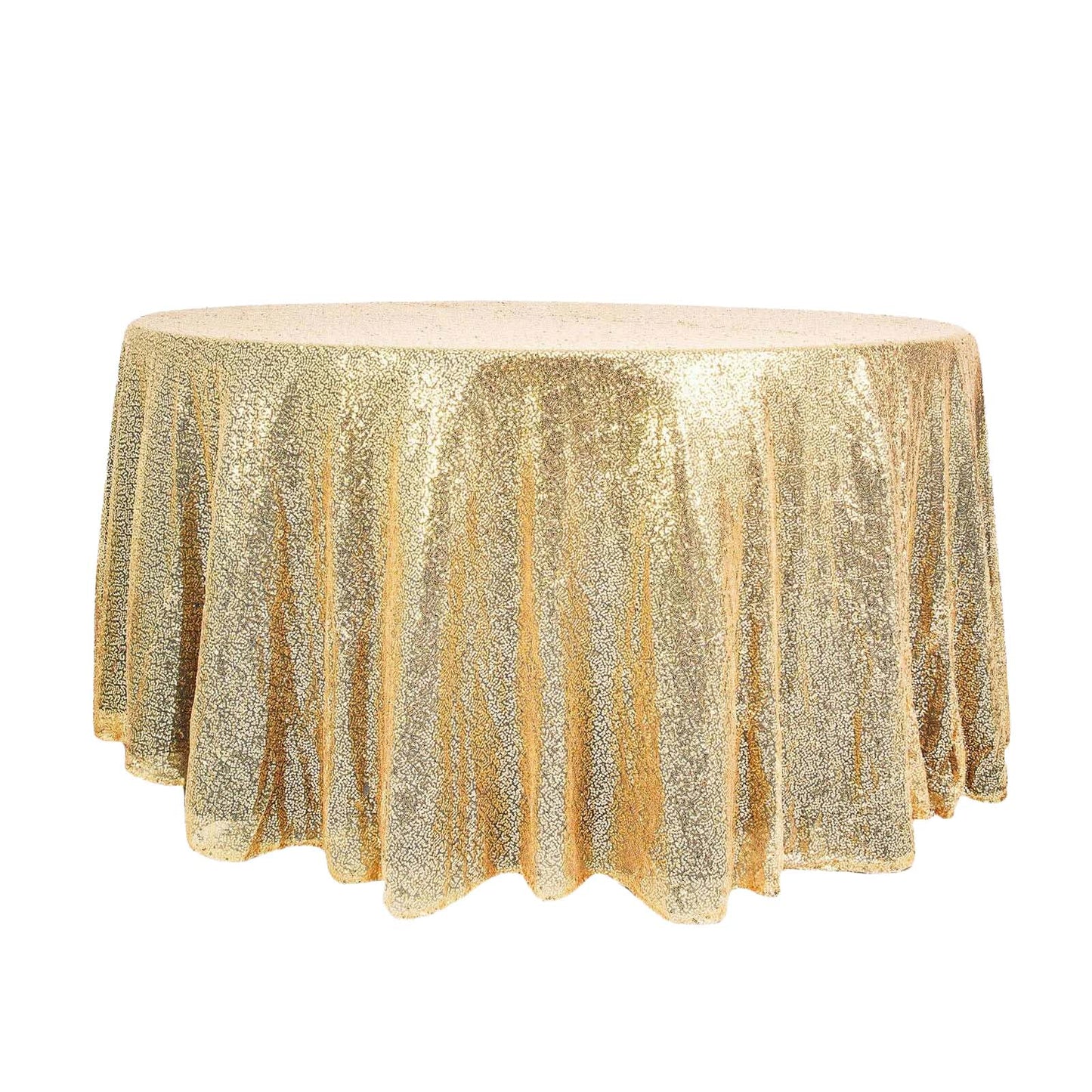 Sequin 120" Round Tablecloth Champagne - Seamless Glittering Table Cover - Linen Luxes