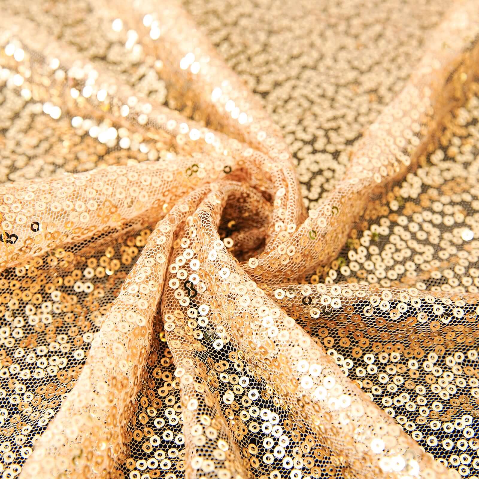 Sequin 120" Round Tablecloth Champagne - Seamless Glittering Table Cover - Linen Luxes