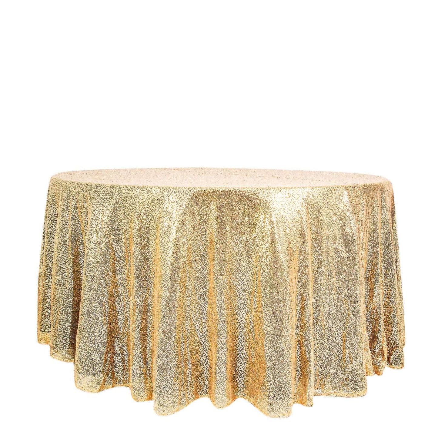 Sequin 120" Round Tablecloth Champagne - Seamless Glittering Table Cover - Linen Luxes