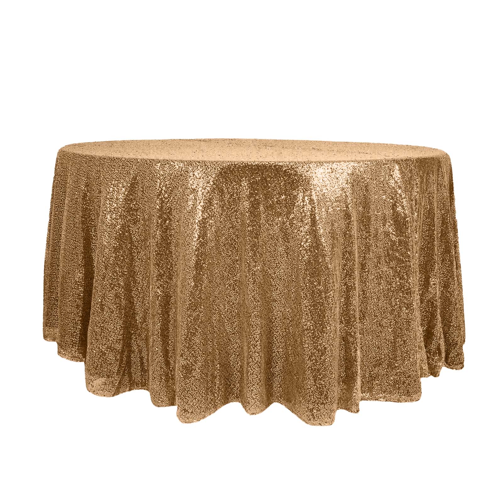 Sequin 120" Round Tablecloth Gold - Seamless Glittering Design for Sophisticated Events - Linen Luxes