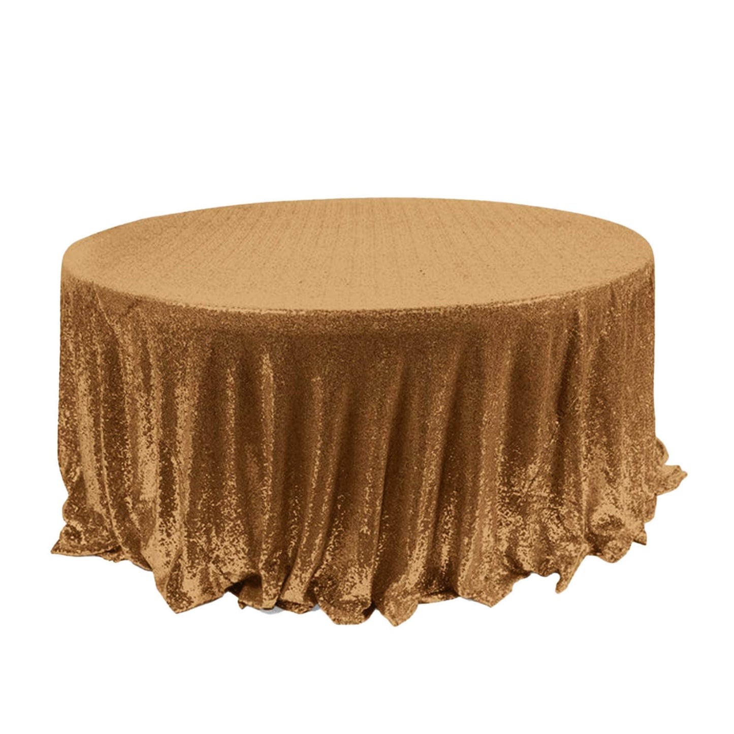 Sequin 120" Round Tablecloth Gold - Seamless Glittering Design for Sophisticated Events - Linen Luxes