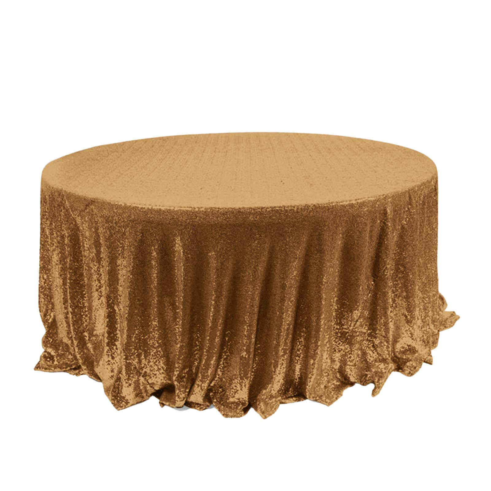 Sequin 120" Round Tablecloth Gold - Seamless Glittering Design for Sophisticated Events - Linen Luxes