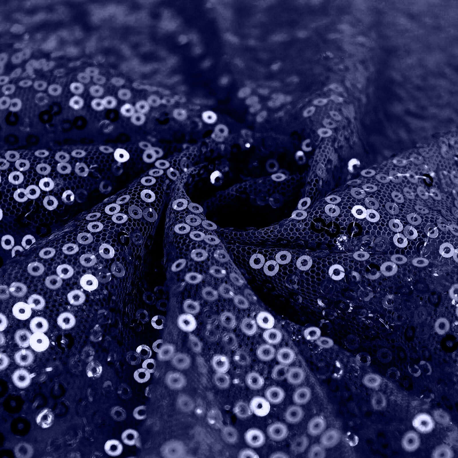 Sequin 120" Round Tablecloth Navy Blue - Seamless Glittering Table Cover - Linen Luxes