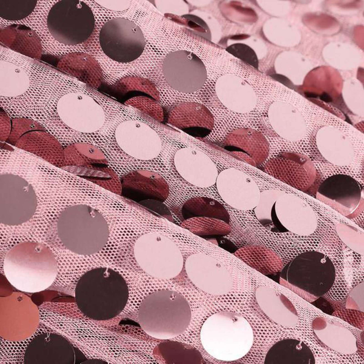 Sequin 120" Round Tablecloth Pink - Seamless Big Payette Table Cover - Linen Luxes