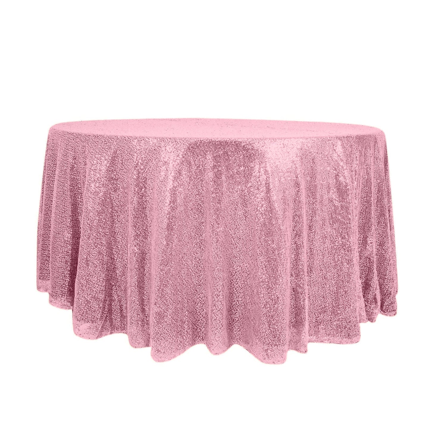 Sequin 120" Round Tablecloth Pink - Seamless Glittering Table Cover - Linen Luxes