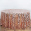 Sequin 120" Round Tablecloth Rose Gold - Seamless Big Payette Table Cover - Linen Luxes