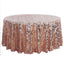 Sequin 120" Round Tablecloth Rose Gold - Seamless Big Payette Table Cover - Linen Luxes