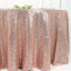 Sequin 120" Round Tablecloth Rose Gold - Seamless Glittering Table Cover - Linen Luxes