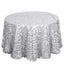 Sequin 120" Round Tablecloth Silver - Seamless Big Payette Design Table Cover - Linen Luxes