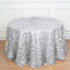 Sequin 120" Round Tablecloth Silver - Seamless Big Payette Design Table Cover - Linen Luxes