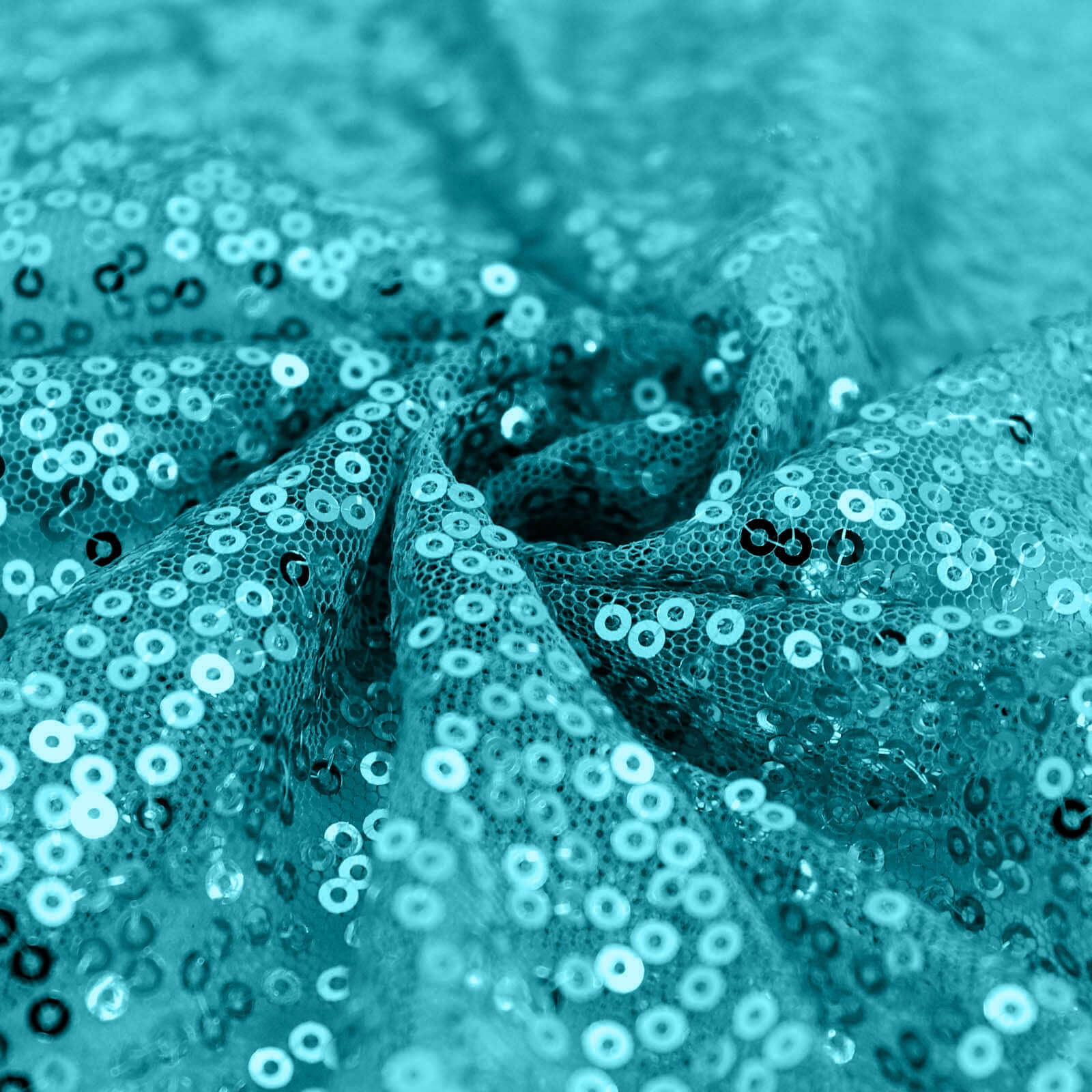 Sequin 120" Round Tablecloth Turquoise - Seamless Glittering Table Cover - Linen Luxes