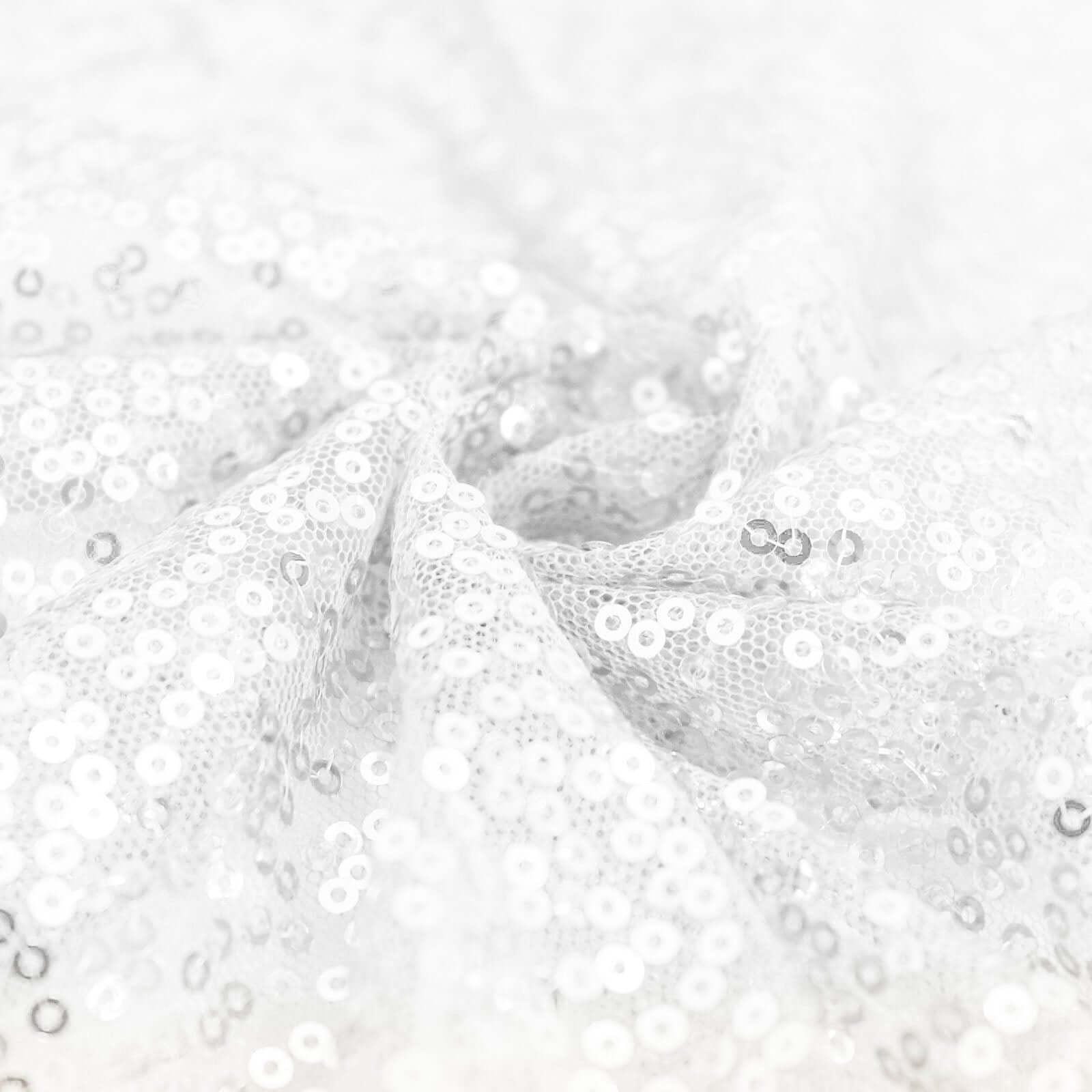 Sequin 120" Round Tablecloth White - Seamless Glittering Design for Sophisticated Events - Linen Luxes