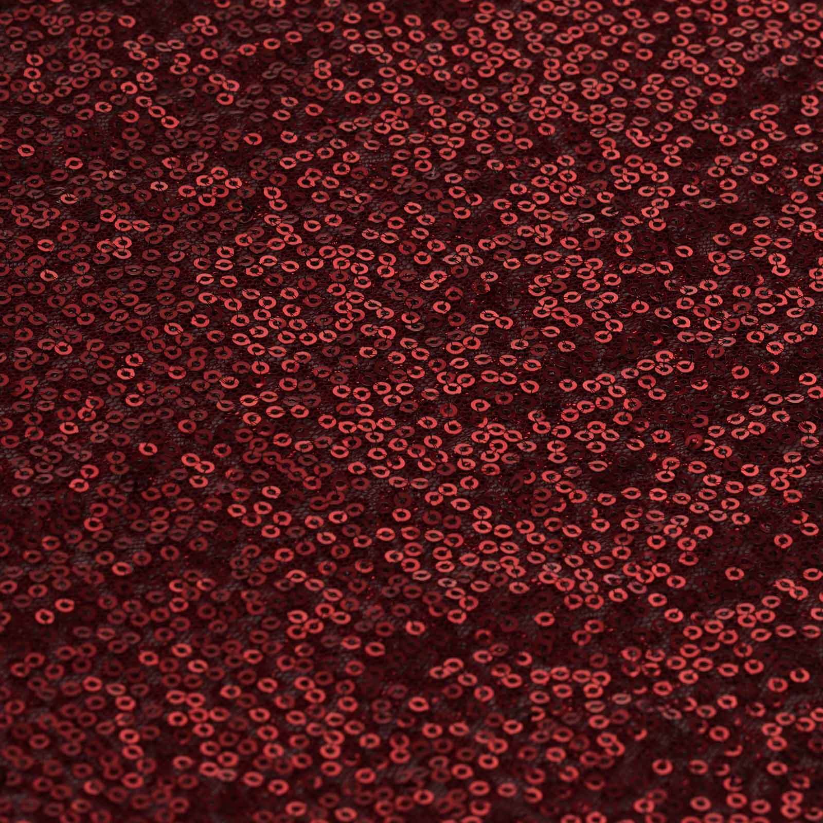 Sequin 12"x108" Table Runner Burgundy - Glittering Design - Linen Luxes