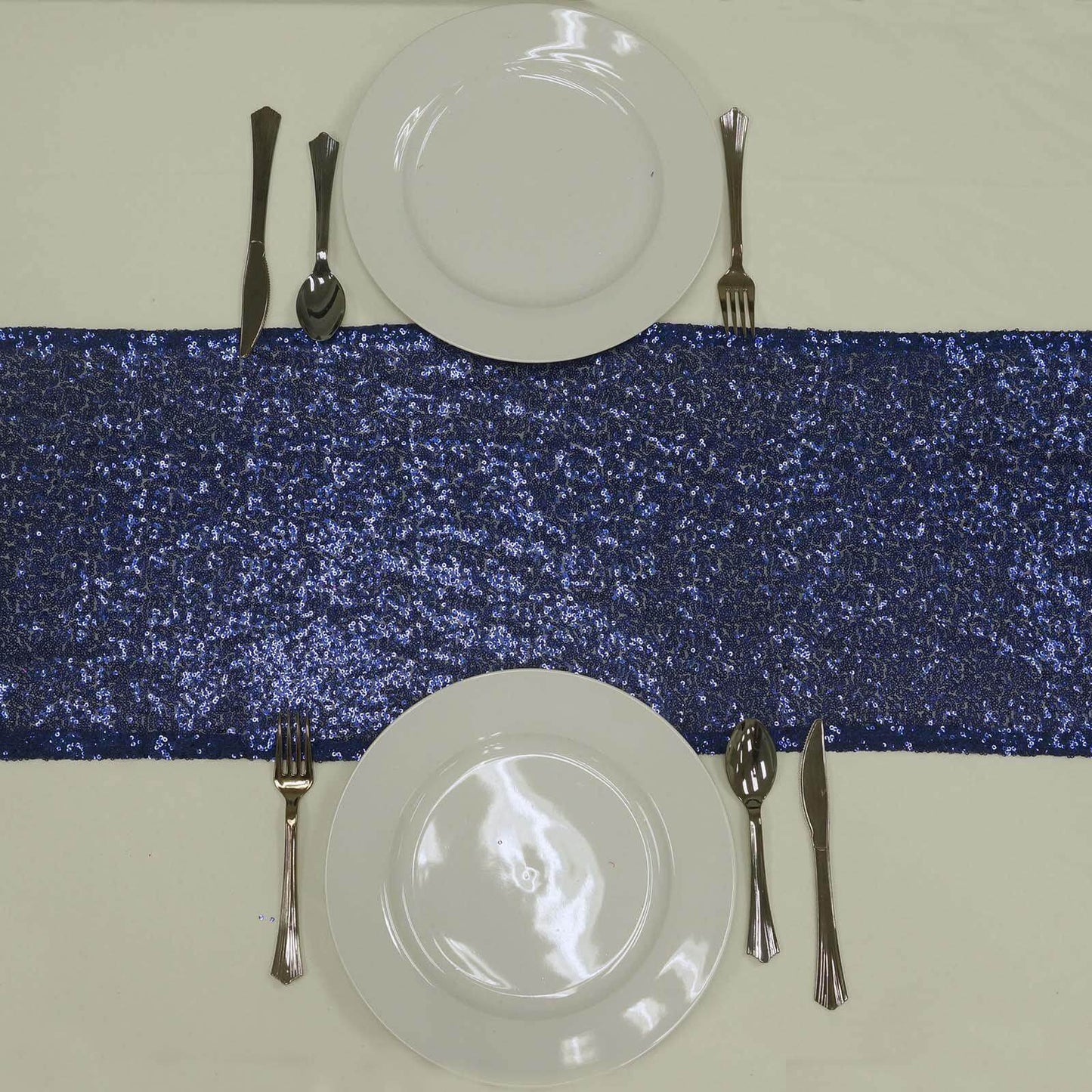Sequin 12"x108" Table Runner Navy Blue - Glittering Design - Linen Luxes