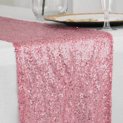 Sequin 12"x108" Table Runner Pink - Glittering Design - Linen Luxes