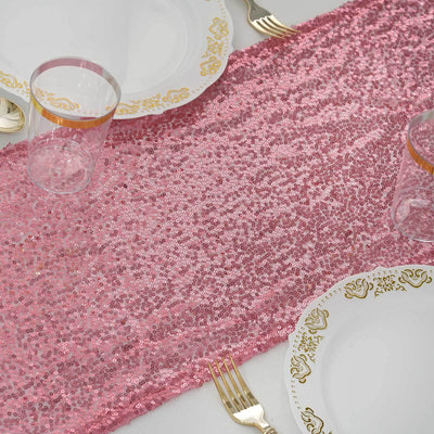 Sequin 12"x108" Table Runner Pink - Glittering Design - Linen Luxes