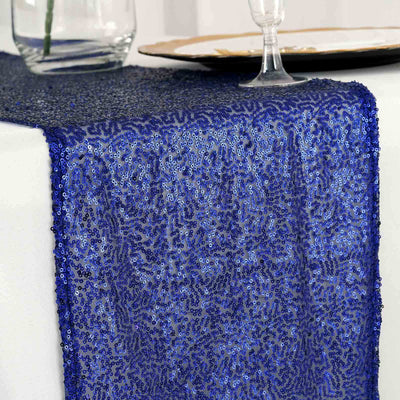 Sequin 12"x108" Table Runner Royal Blue - Glittering Design - Linen Luxes