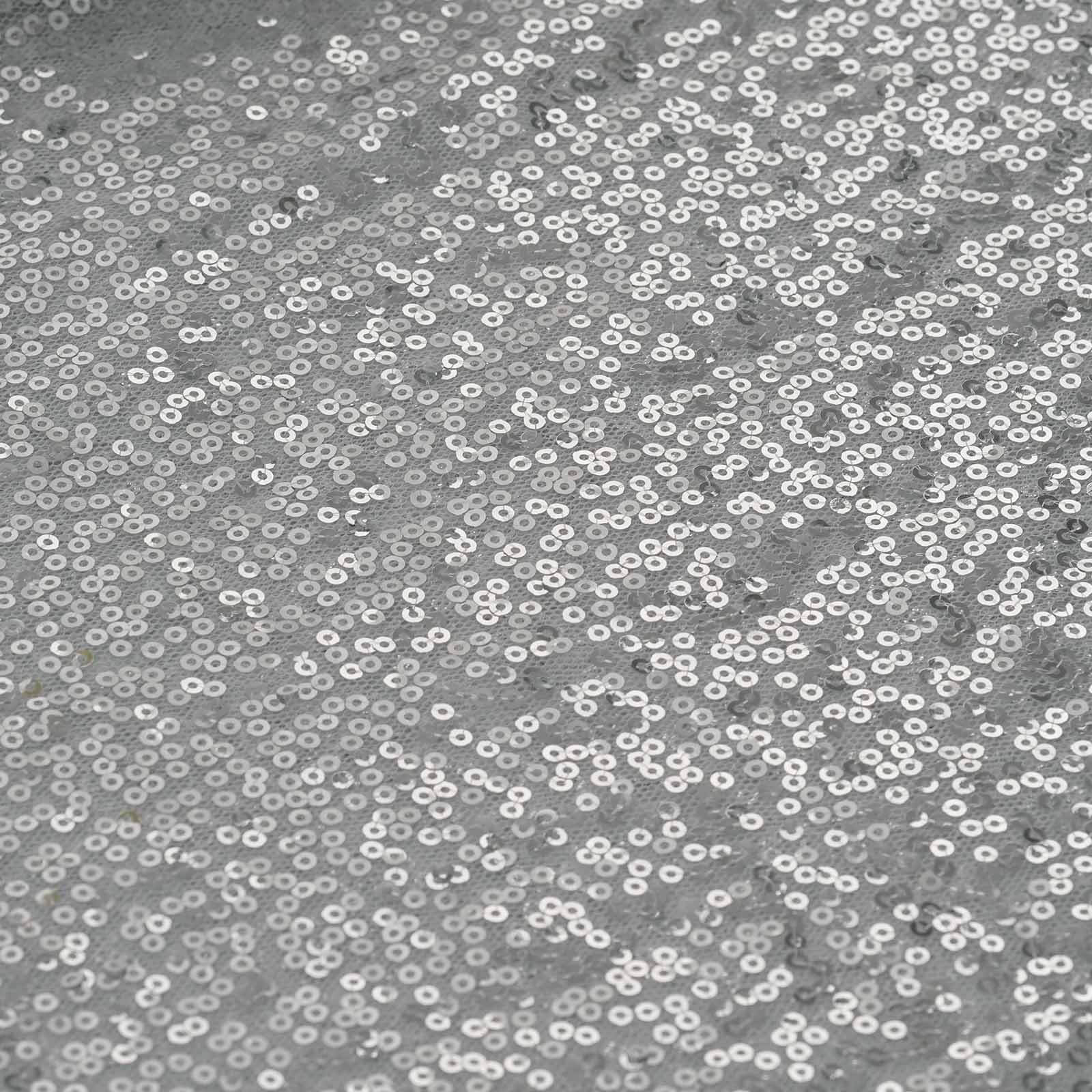 Sequin 12"x108" Table Runner Silver - Glittering Design - Linen Luxes