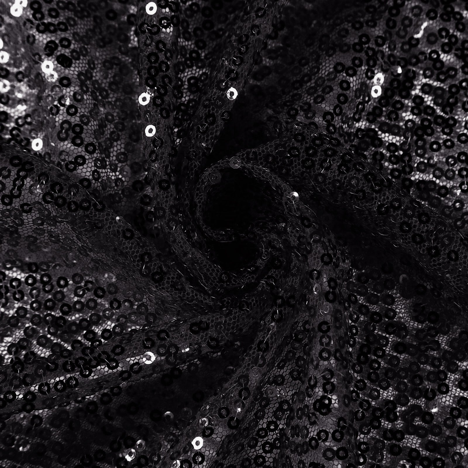 Sequin 132" Round Tablecloth Black - Seamless Dazzling Table Cover - Linen Luxes