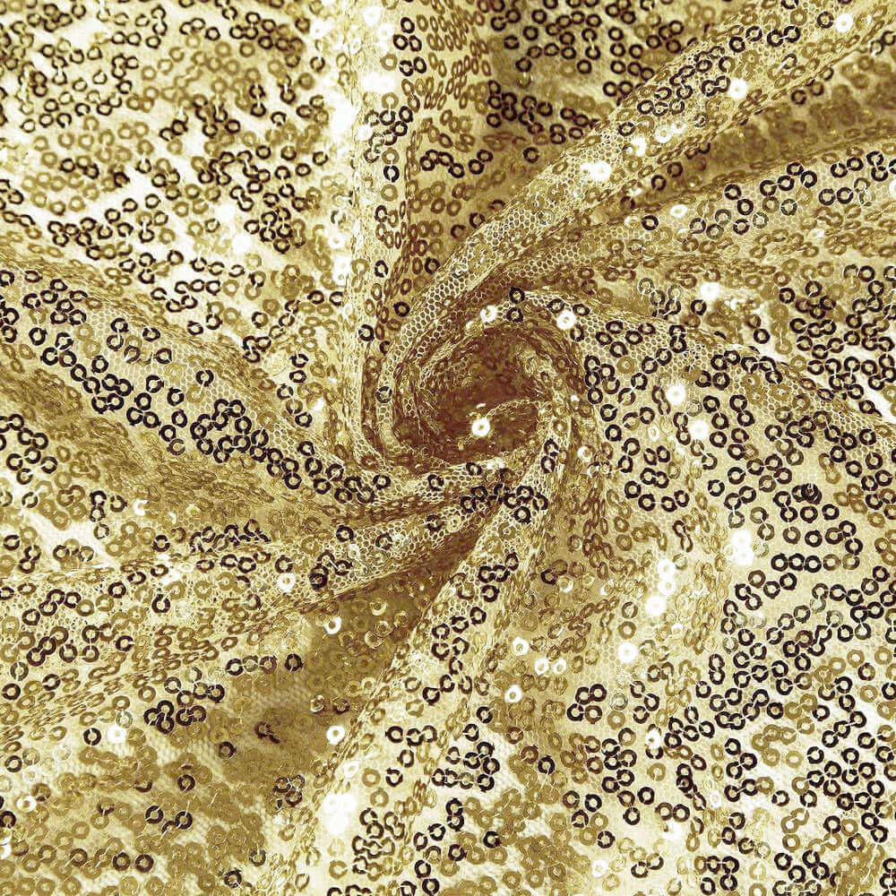 Sequin 132" Round Tablecloth Champagne - Seamless Dazzling Table Cover - Linen Luxes