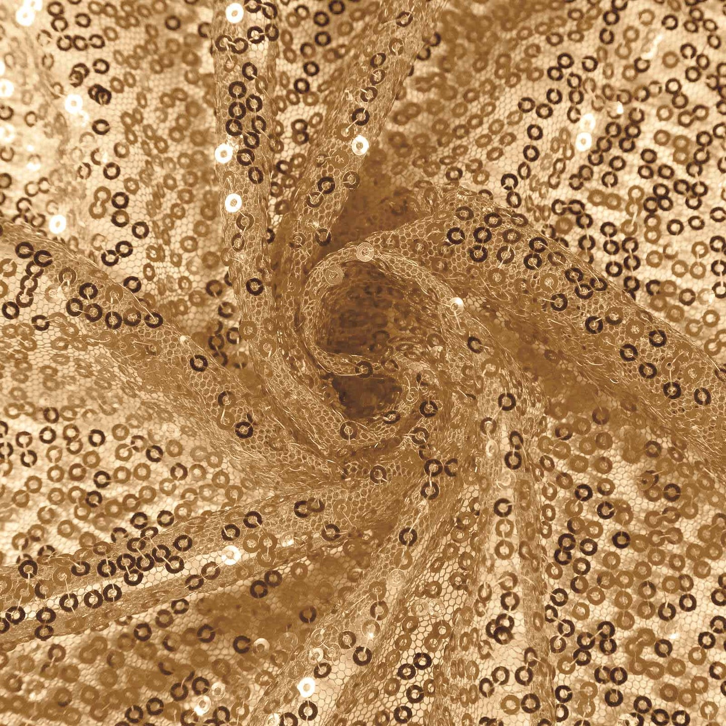 Sequin 132" Round Tablecloth Gold - Seamless Dazzling Design for Refined Events - Linen Luxes