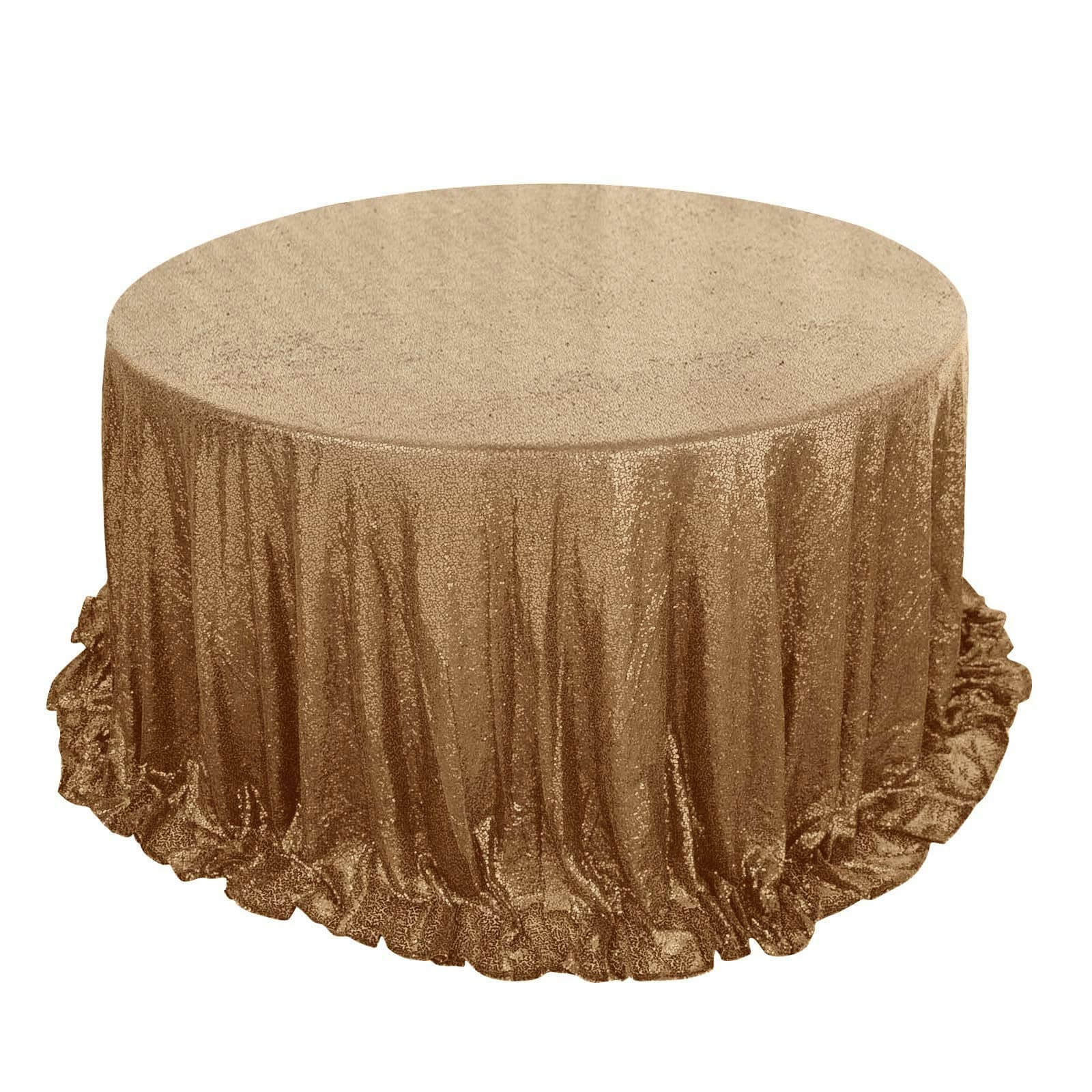 Sequin 132" Round Tablecloth Gold - Seamless Dazzling Design for Refined Events - Linen Luxes