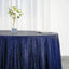 Sequin 132" Round Tablecloth Navy Blue - Seamless Dazzling Table Cover - Linen Luxes