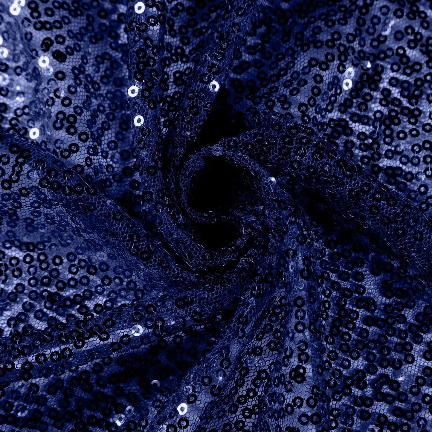 Sequin 132" Round Tablecloth Navy Blue - Seamless Dazzling Table Cover - Linen Luxes